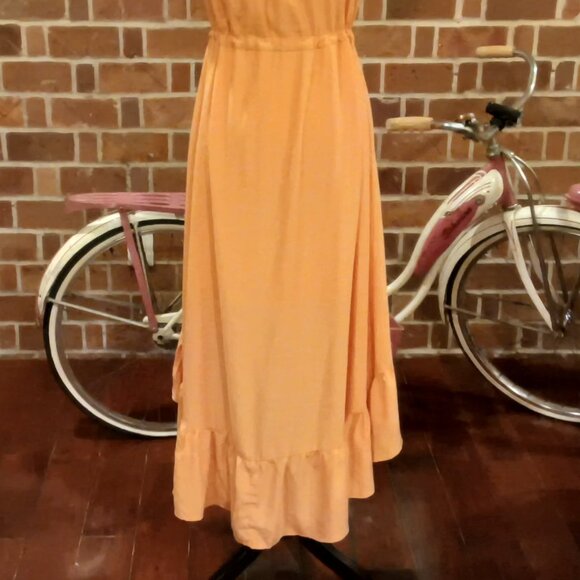 Beautiful π Peachy Orange Off Shoulder Or On Cinch Waist Semi Hi-Low Dress π - Picture 3 of 16